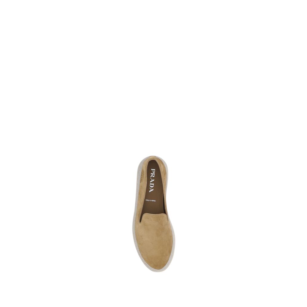 Prada Navy Suede Loafers - Timeless Elegance for Every Occasion