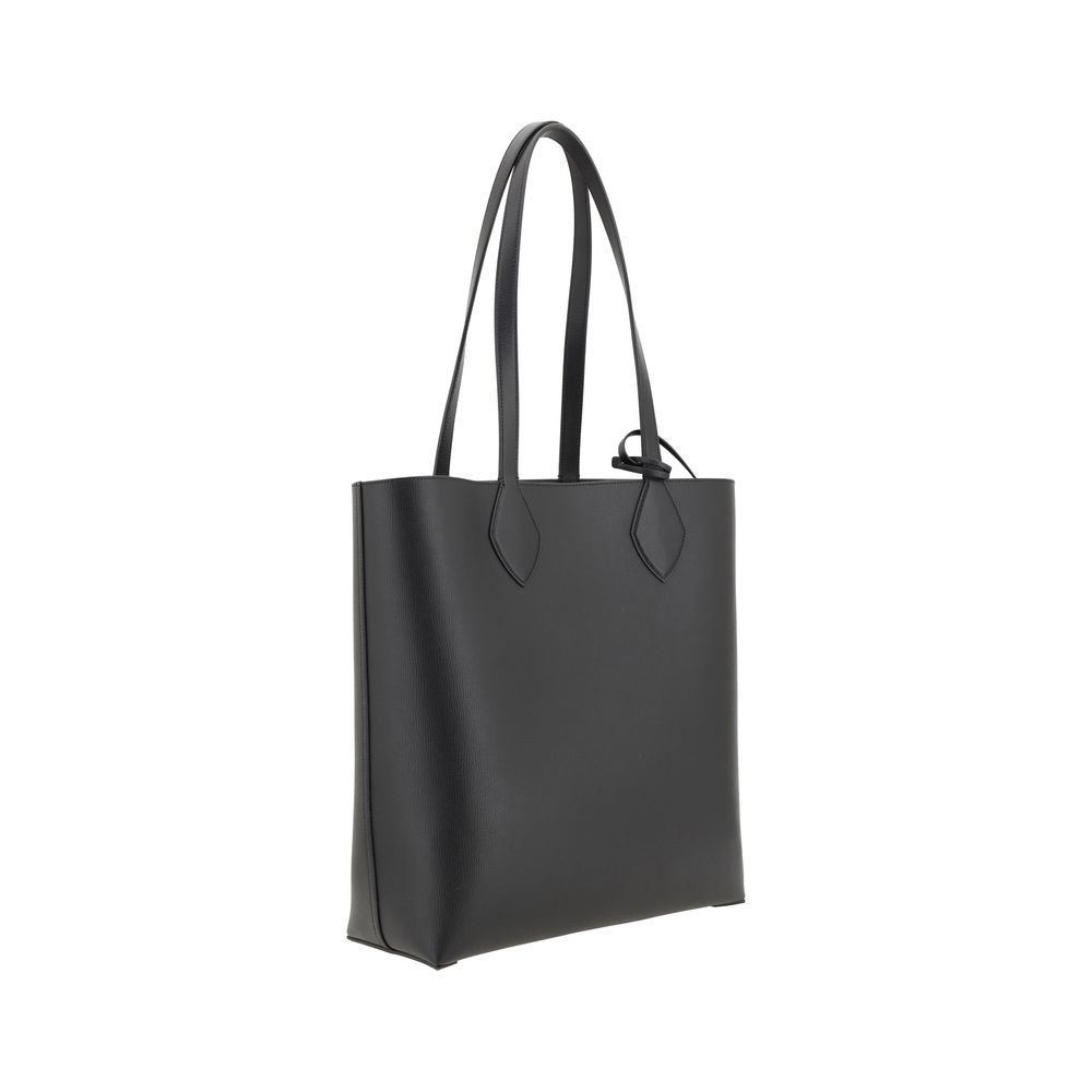 Ferragamo Black Premium Grained Leather Tote Bag