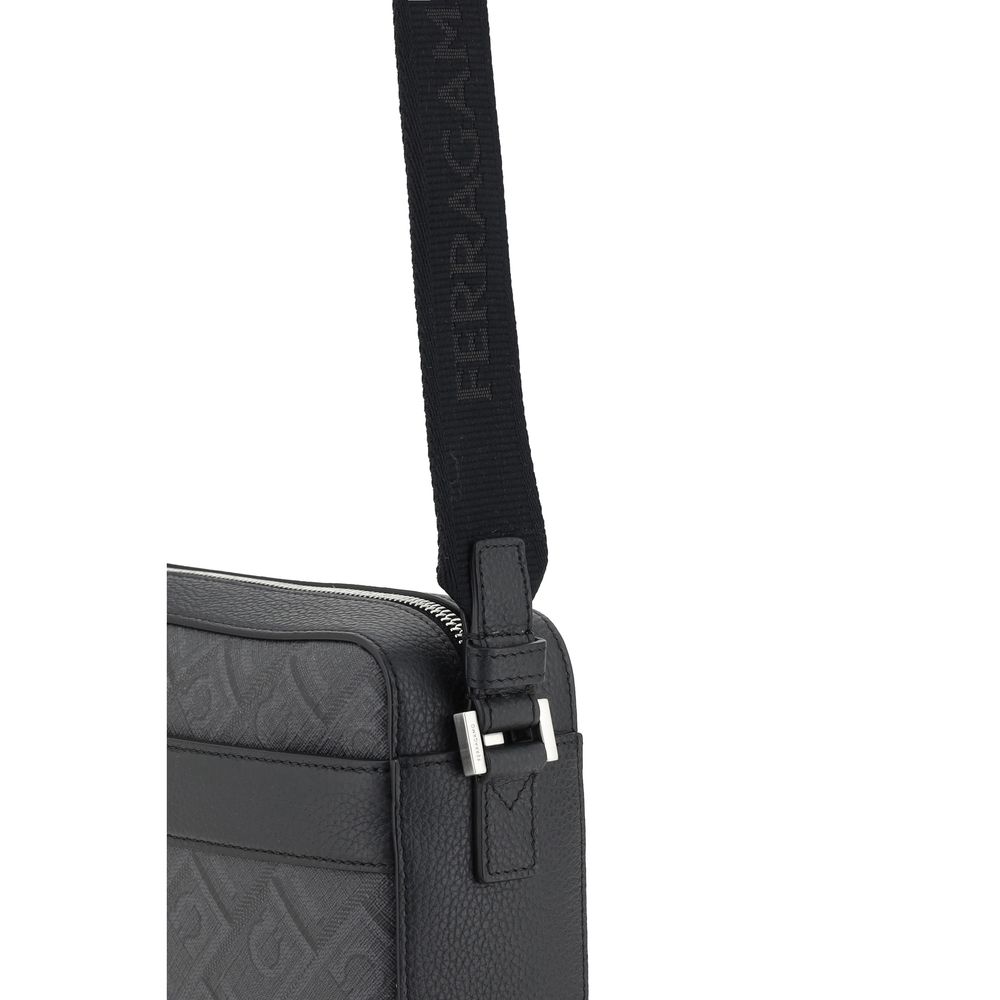Ferragamo Black Leather Shoulder Bag in Timeless Elegance