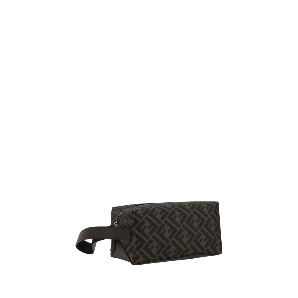 Fendi Brown Leather Beauty Case for Luxurious Travel Essentials