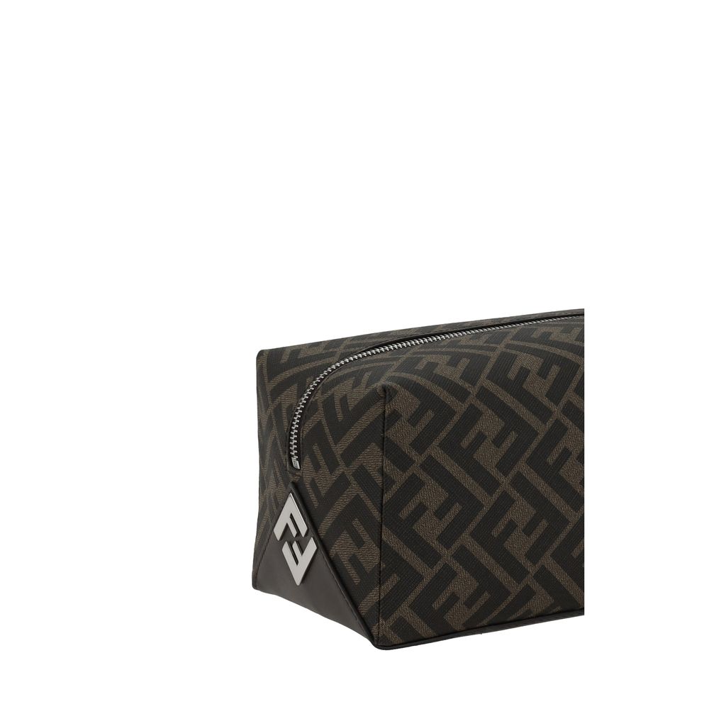 Fendi Brown Leather Beauty Case for Luxurious Travel Essentials