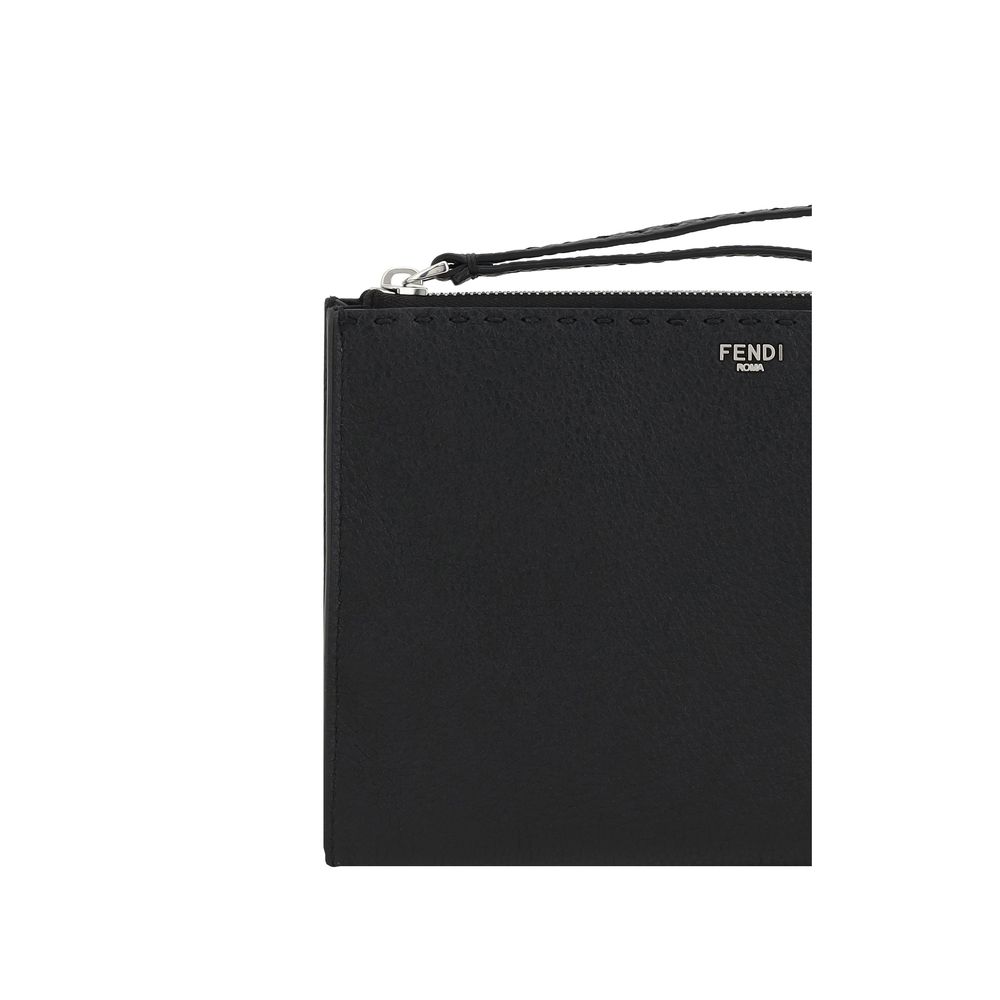 Fendi Black Grained Leather Clutch Bag in Luxurious Elegance