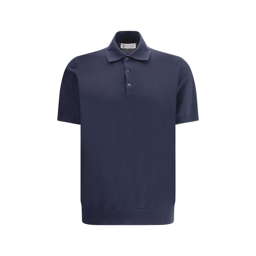 Brunello Cucinelli Navy Cotton Polo Shirt in Timeless Elegance