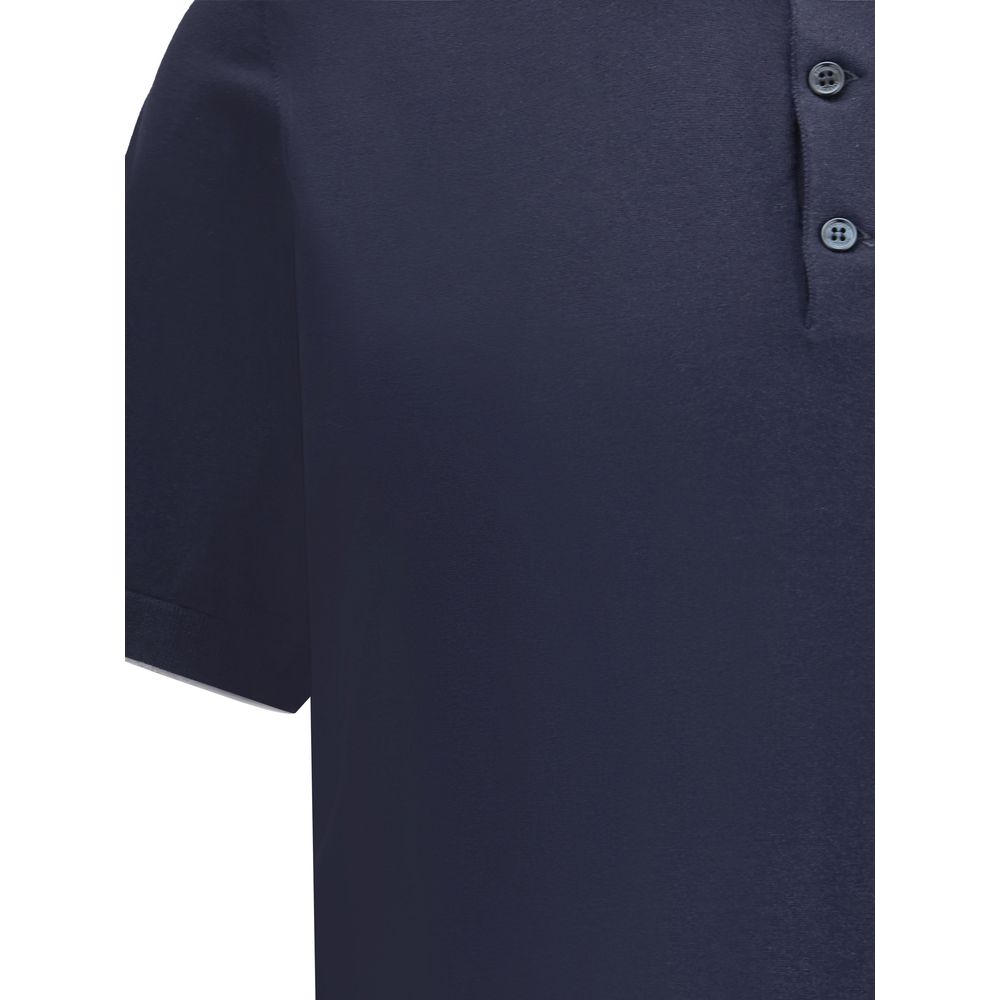 Brunello Cucinelli Navy Cotton Polo Shirt in Timeless Elegance