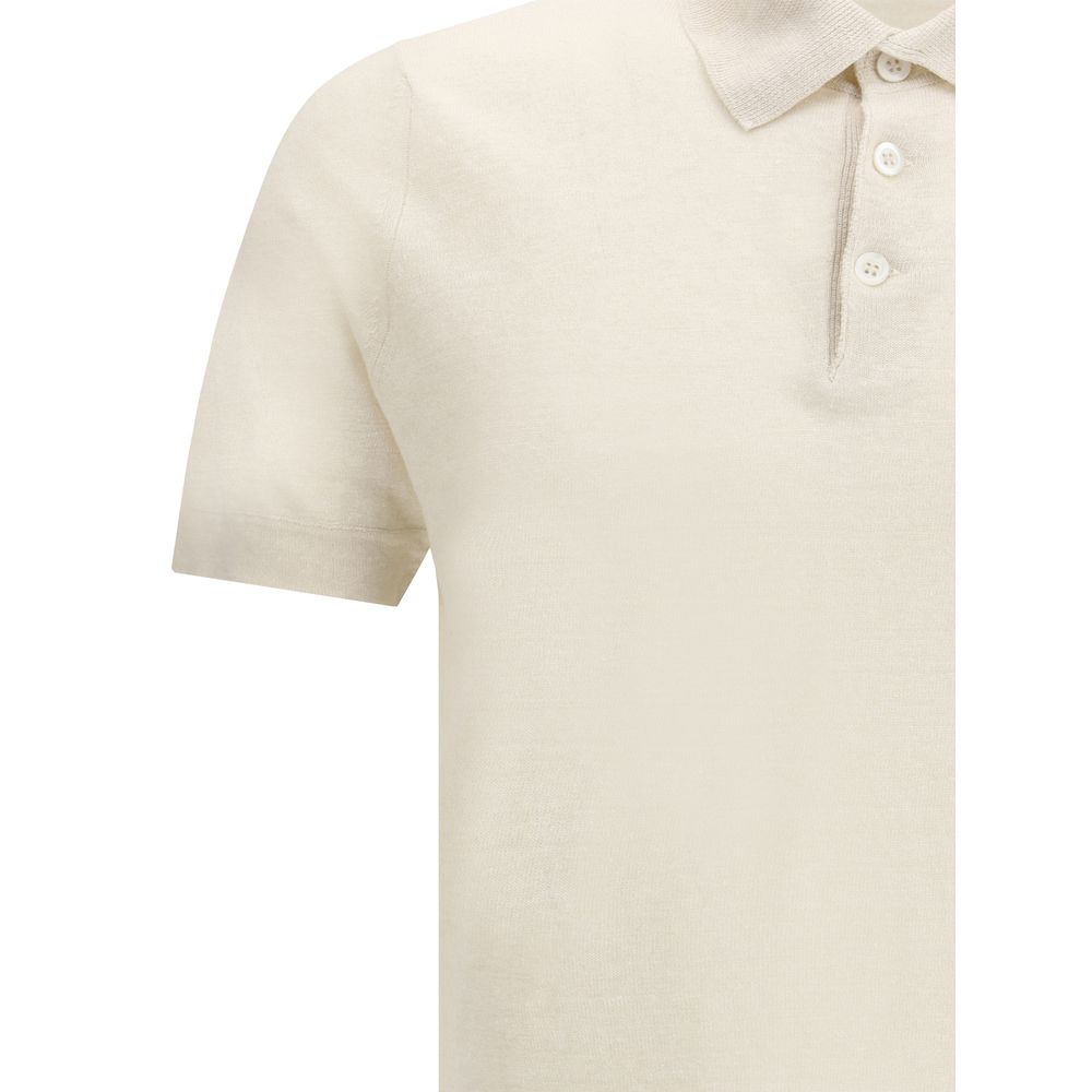 Brunello Cucinelli Beige Linen Polo Shirt for Effortless Elegance