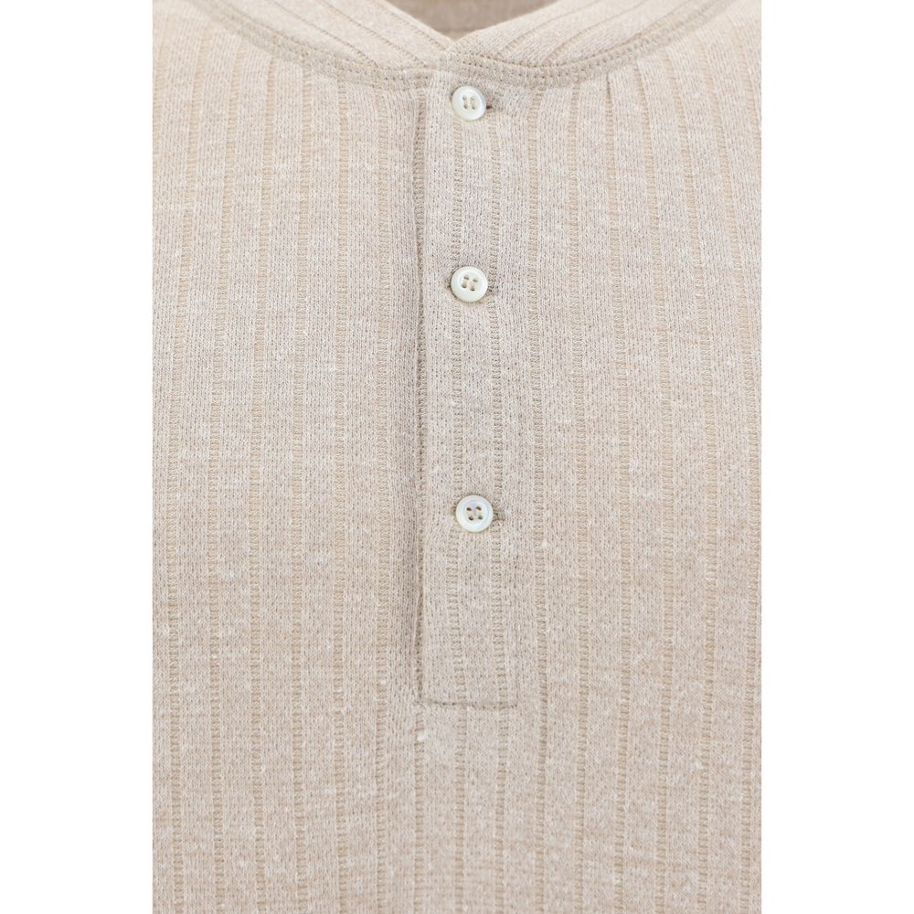 Brunello Cucinelli Beige Linen Polo Shirt for Effortless Elegance