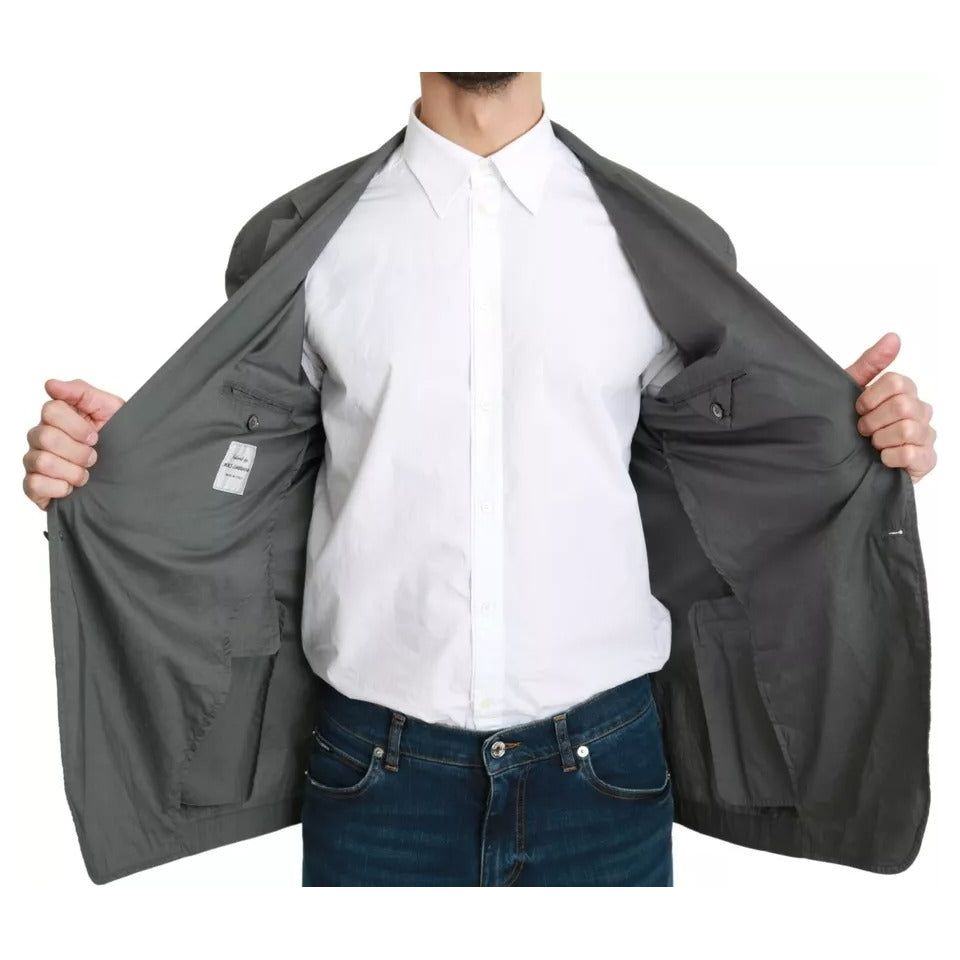 Dolce & Gabbana Gray Cotton Single Breasted Formal Blazer