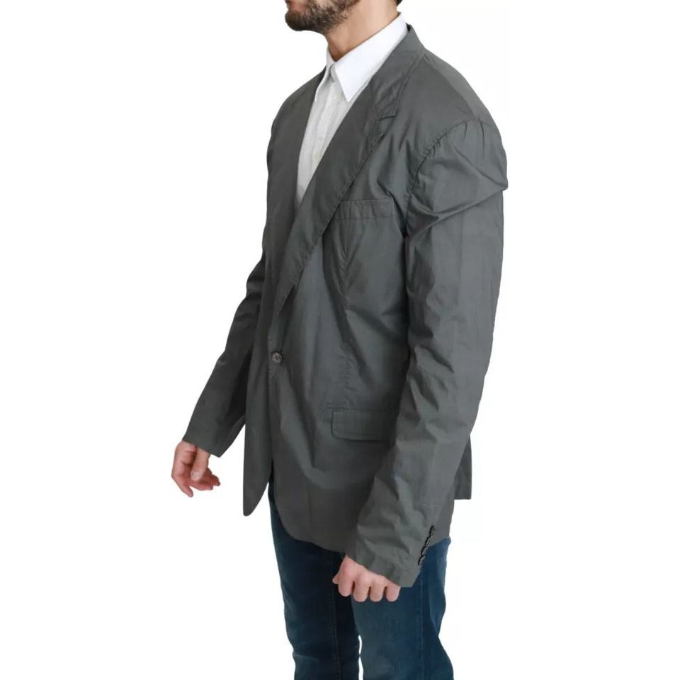 Dolce & Gabbana Gray Cotton Single Breasted Formal Blazer
