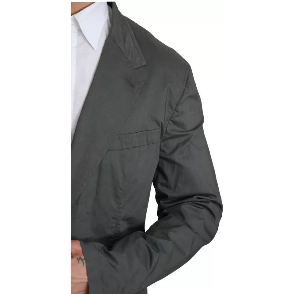 Dolce & Gabbana Gray Cotton Single Breasted Formal Blazer