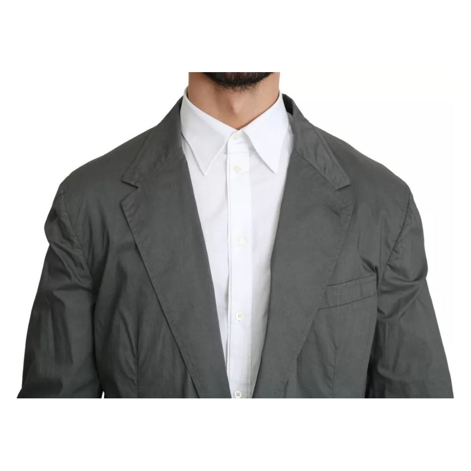 Dolce & Gabbana Gray Cotton Single Breasted Formal Blazer