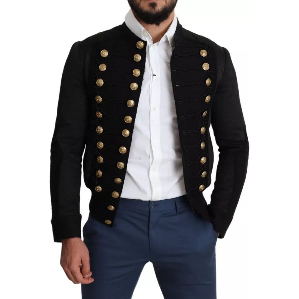 Dolce & Gabbana Black Wool Blend Military Jacket