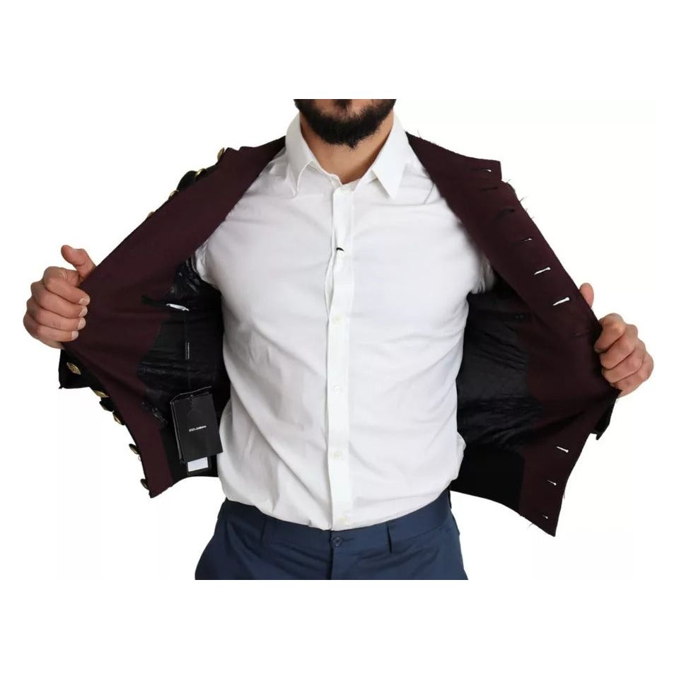 Dolce & Gabbana Black Wool Blend Military Jacket
