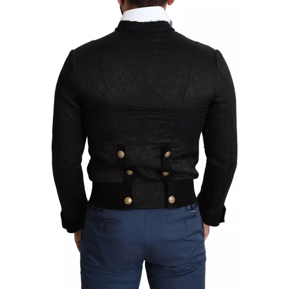 Dolce & Gabbana Black Wool Blend Military Jacket