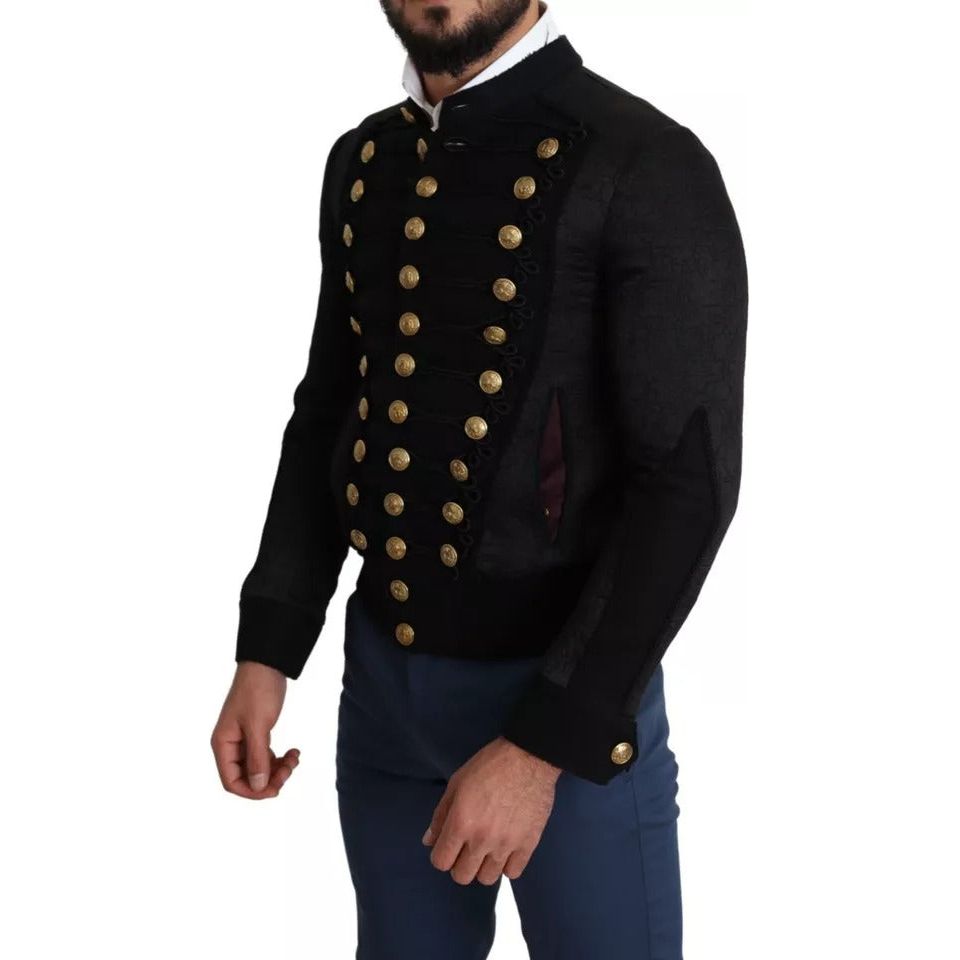 Dolce & Gabbana Black Wool Blend Military Jacket