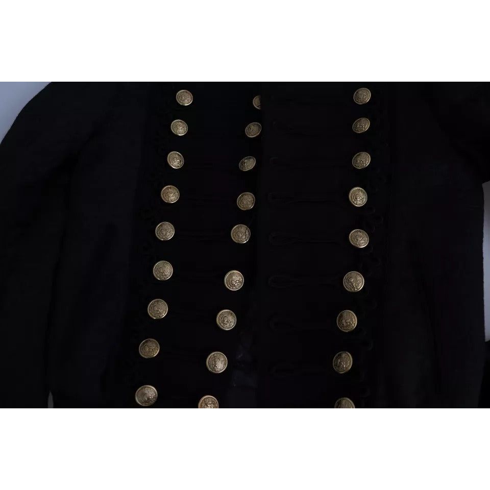 Dolce & Gabbana Black Wool Blend Military Jacket