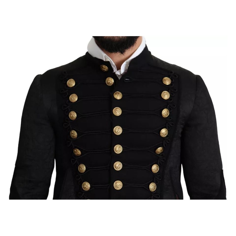 Dolce & Gabbana Black Wool Blend Military Jacket