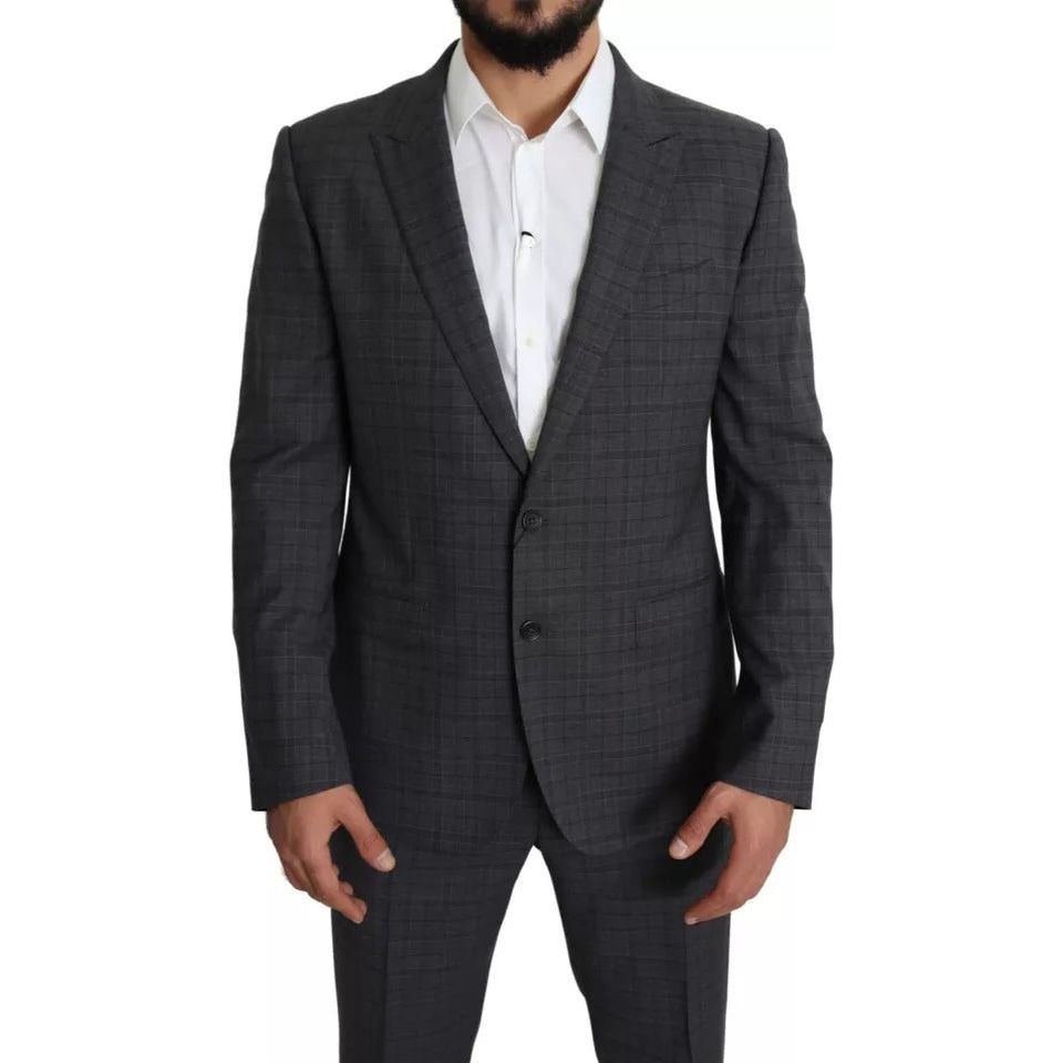 Dolce & Gabbana Gray Wool Formal 2 Piece MARTINI Suit