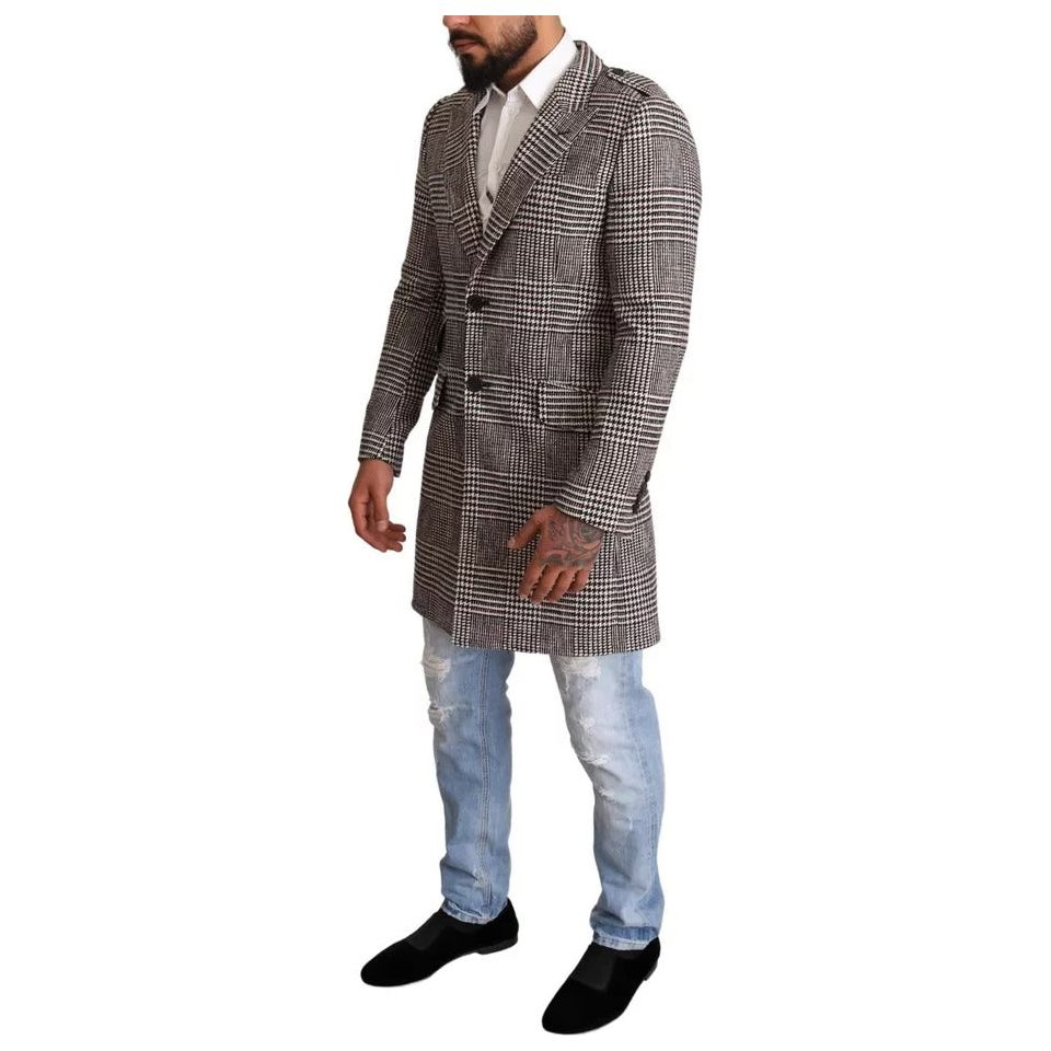 Dolce & Gabbana Gray Wool Blend Long Trench Coat Jacket