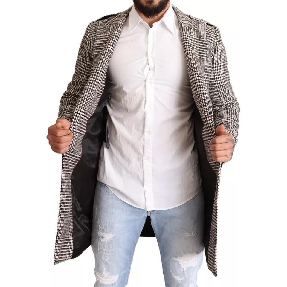 Dolce & Gabbana Gray Wool Blend Long Trench Coat Jacket