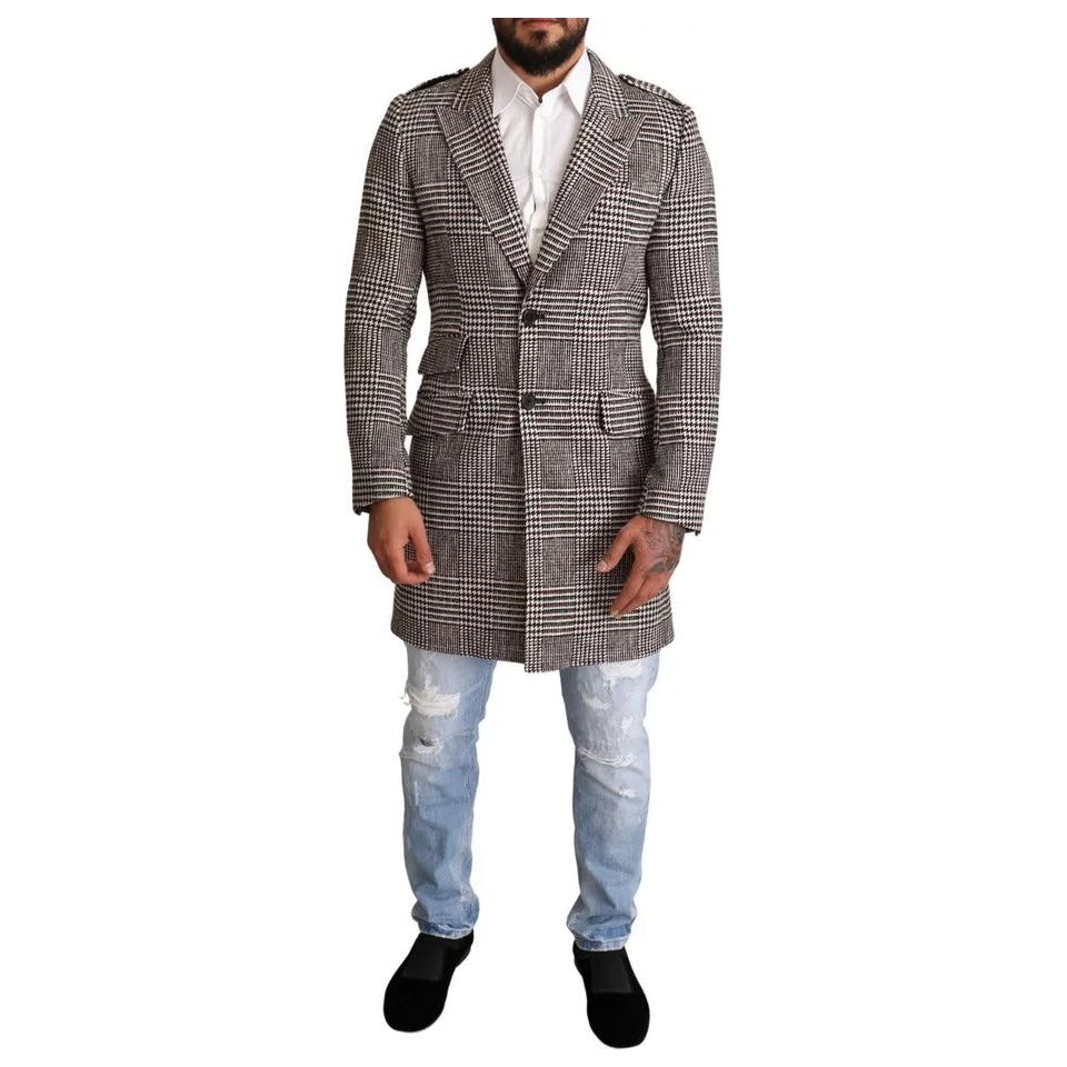 Dolce & Gabbana Gray Wool Blend Long Trench Coat Jacket
