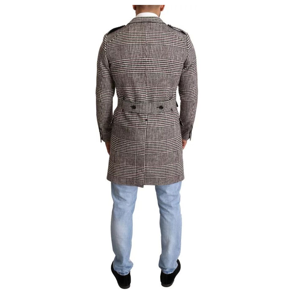 Dolce & Gabbana Gray Wool Blend Long Trench Coat Jacket