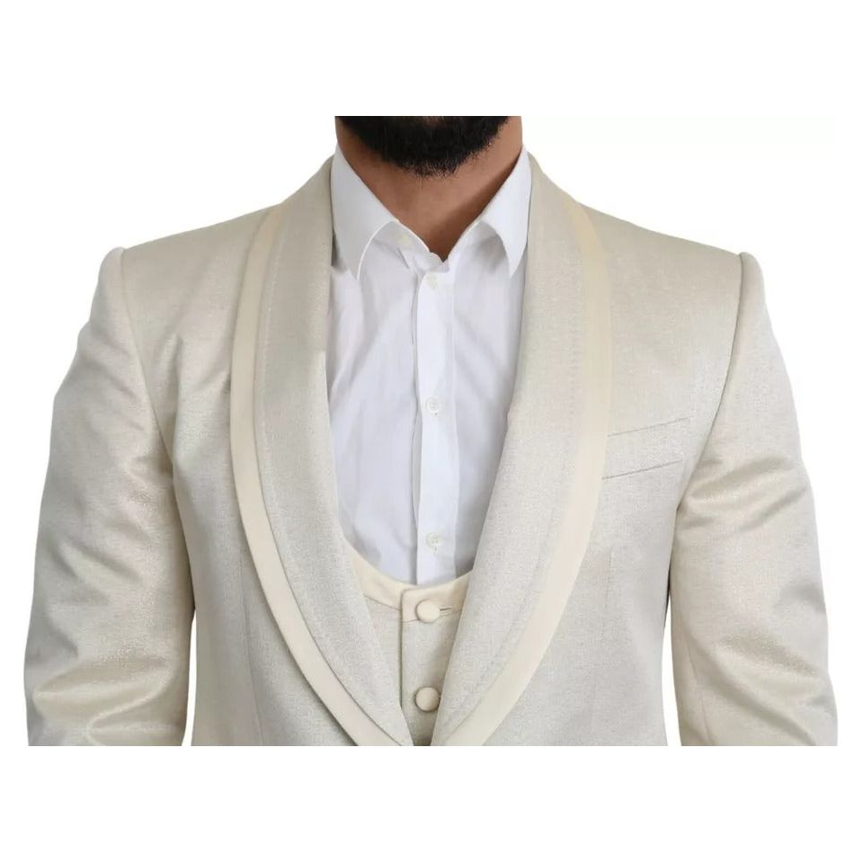 Dolce & Gabbana Beige Wool Crème 3 Piece SICILIA Shawl Suit