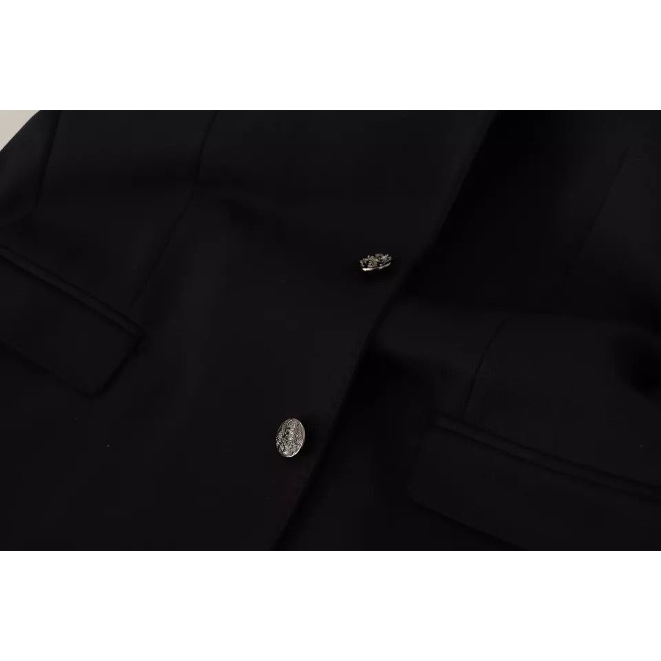 Dolce & Gabbana Black Cotton Slim Fit Coat Blazer Jacket