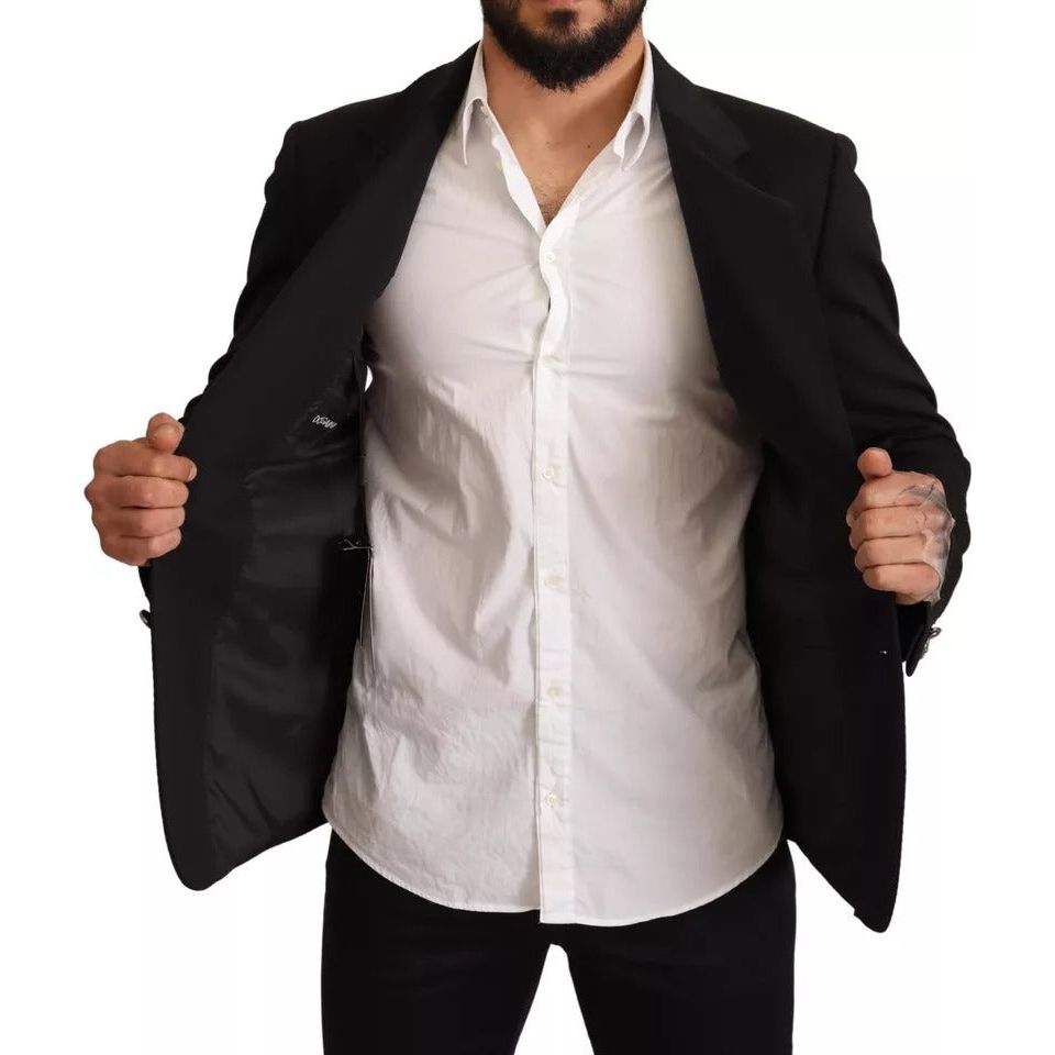Dolce & Gabbana Black Cotton Slim Fit Coat Blazer Jacket