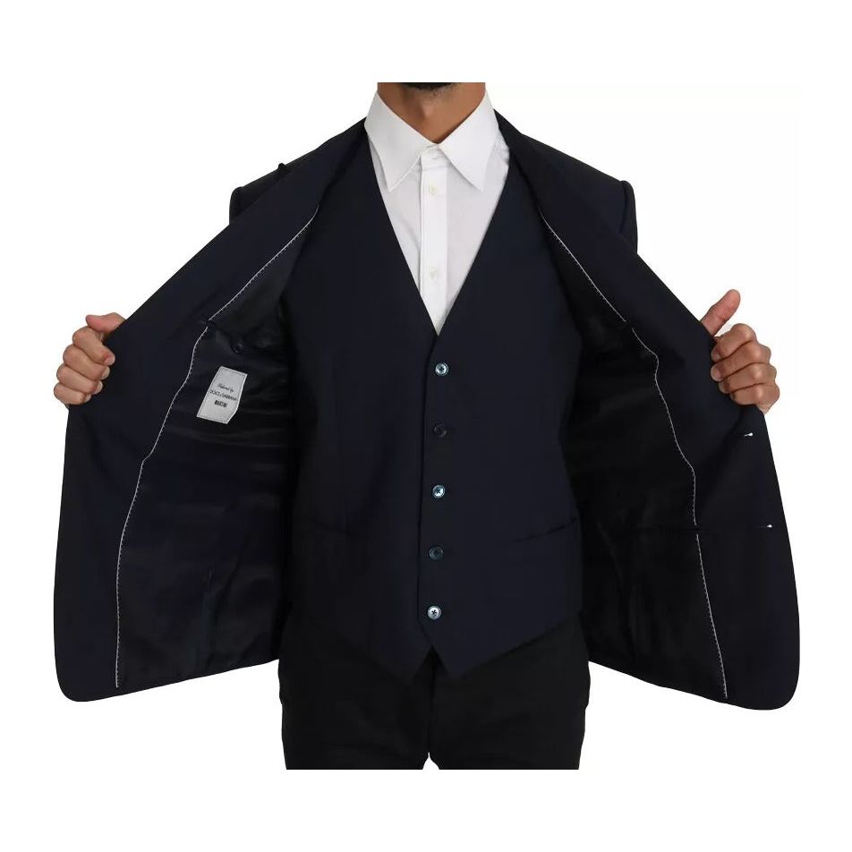 Dolce & Gabbana Blue Wool MARTINI Blazer Vest 2 Piece