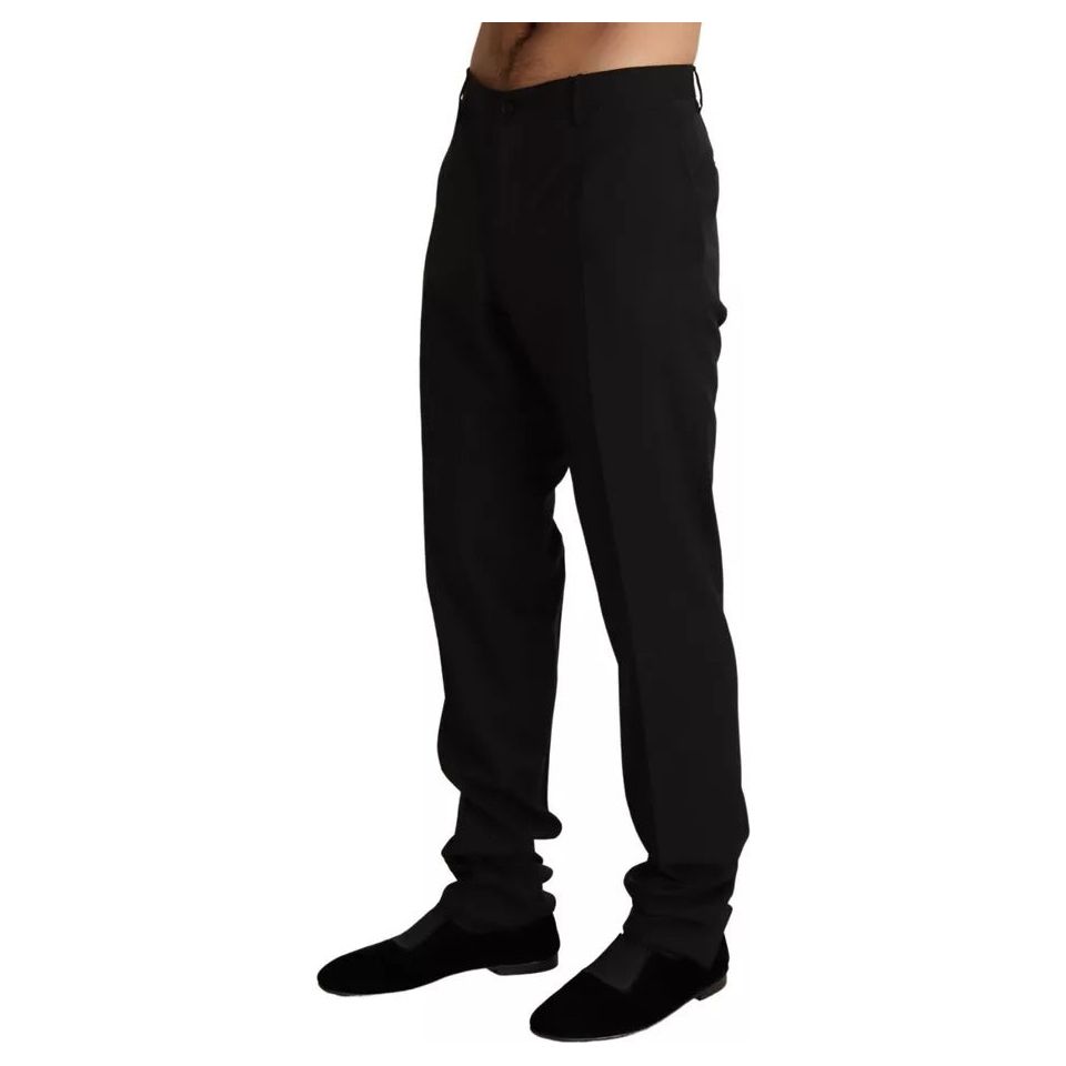 Dolce & Gabbana Black Wool Formal Skinny Pants Elegance