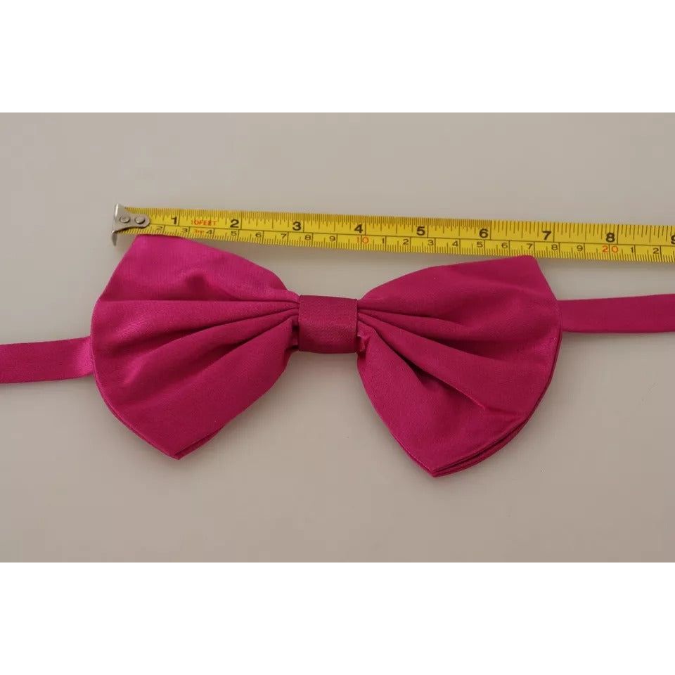 Dolce & Gabbana Pink Silk Adjustable Neck Bow Tie