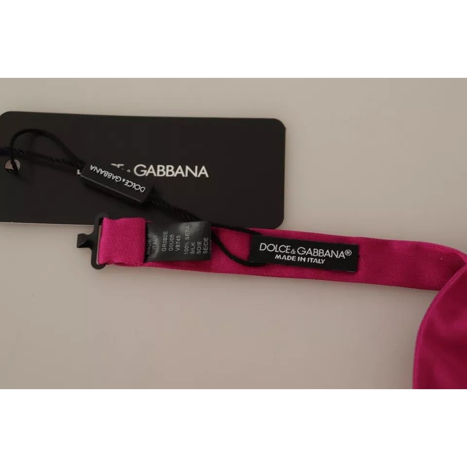 Dolce & Gabbana Pink Silk Adjustable Neck Bow Tie