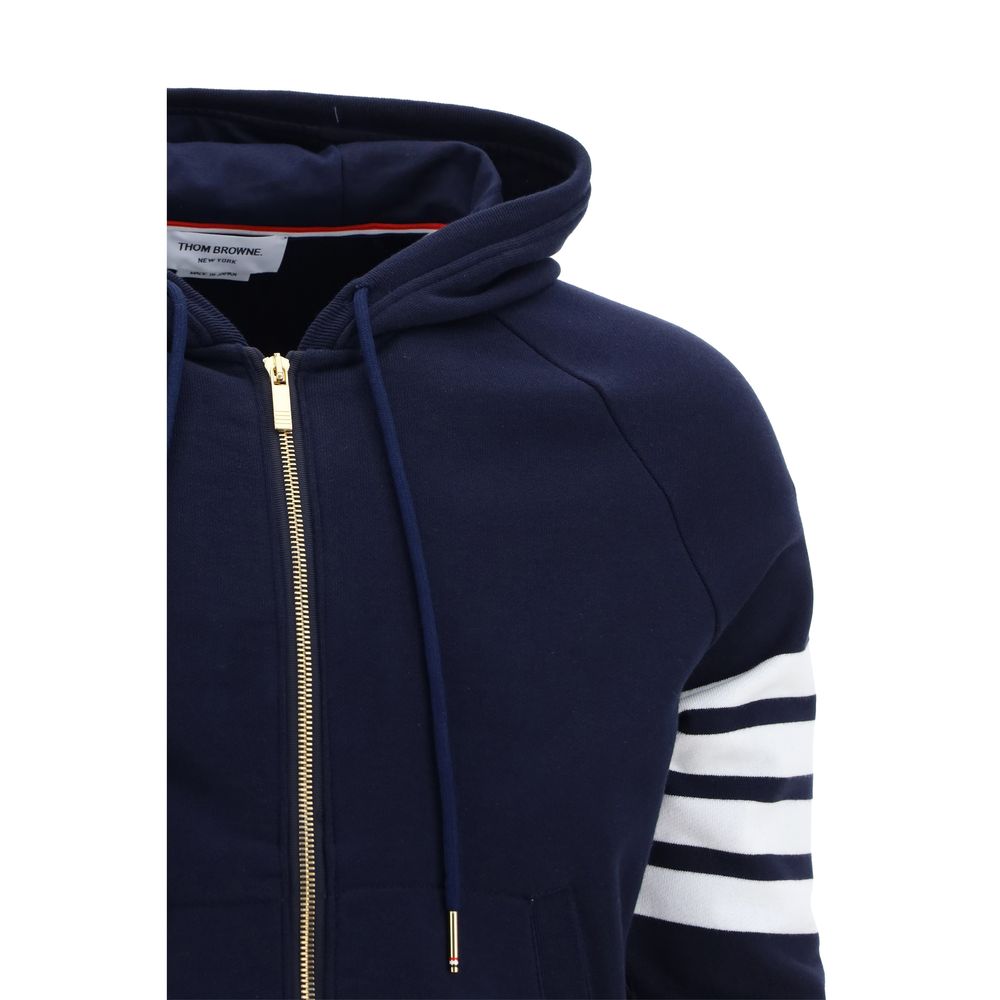 Thom Browne Grey Cotton Hoodie with Signature Details