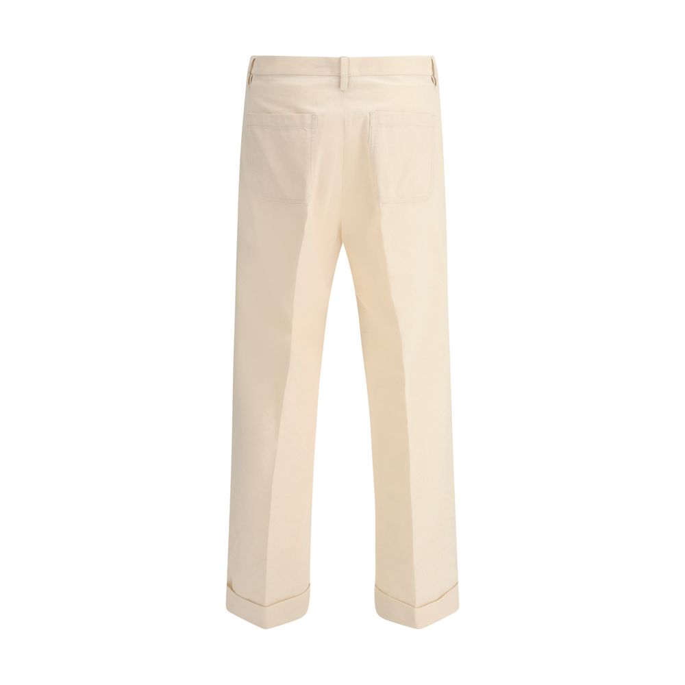 Valentino White Cotton Wide Leg Pants for Effortless Elegance