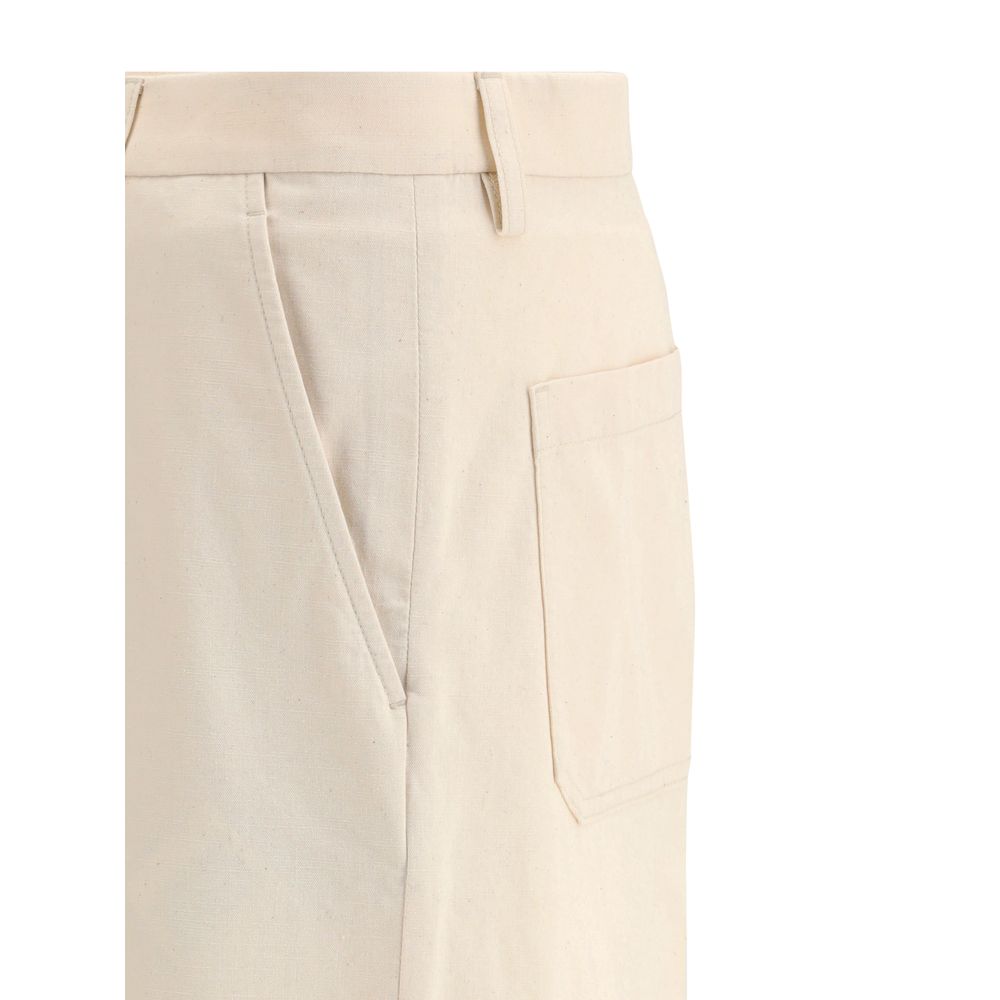 Valentino White Cotton Wide Leg Pants for Effortless Elegance