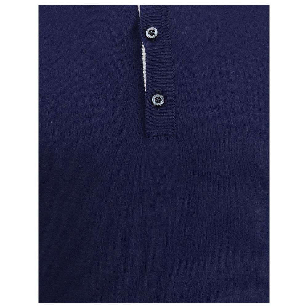 MooRER Navy Cotton Polo Shirt for Timeless Sophistication