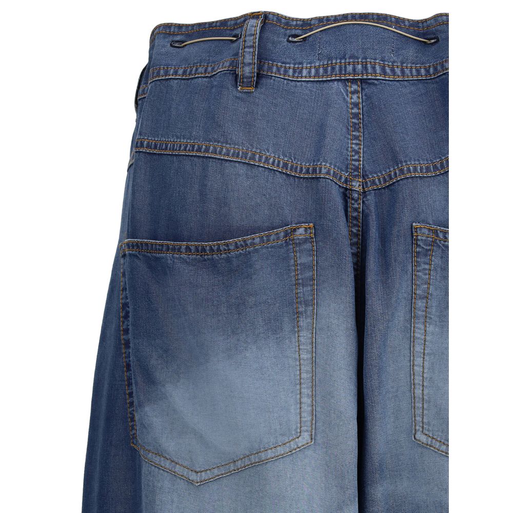 Magliano Blue Cotton Denim Pijama Pants for Elevated Casual Style