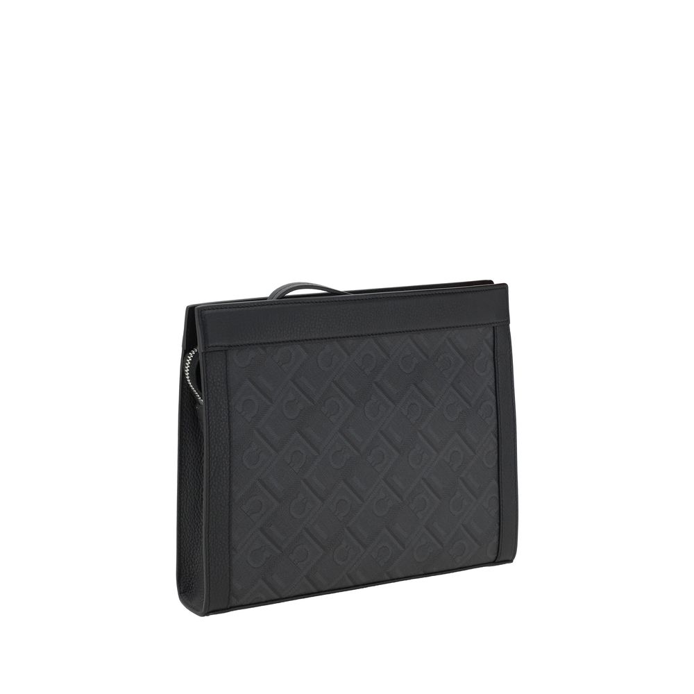 Ferragamo Black Technical Canvas Pouch