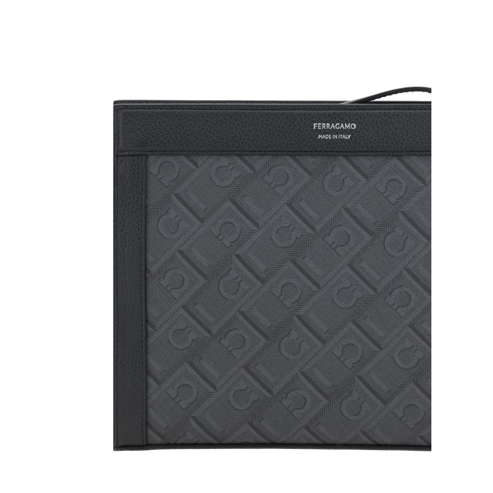 Ferragamo Black Technical Canvas Pouch