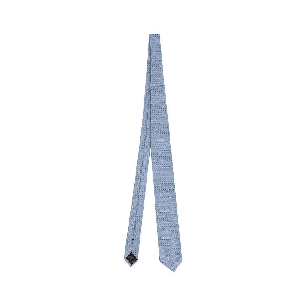 Brioni Blue Silk Tie with Geometric Pattern for Sophisticated Style
