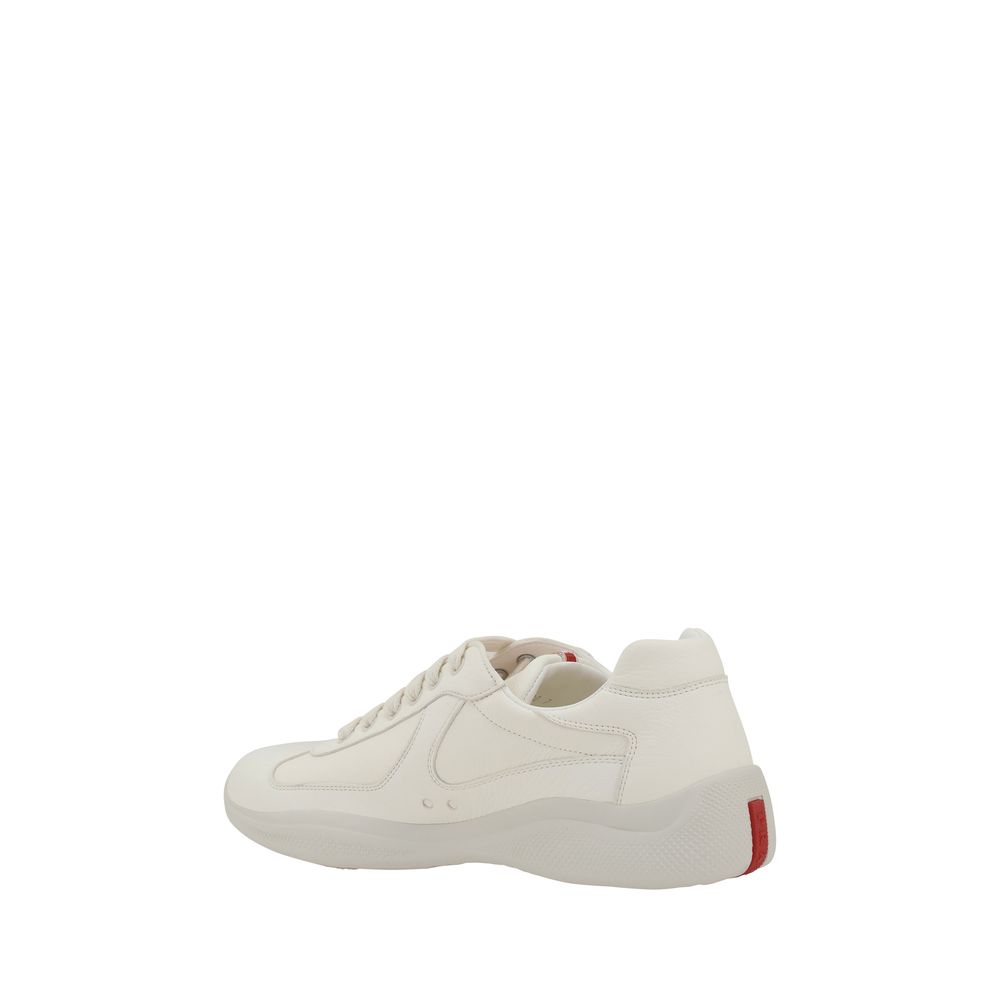 Prada White Grained Leather Sneakers: Timeless Elegance for Every Occasion