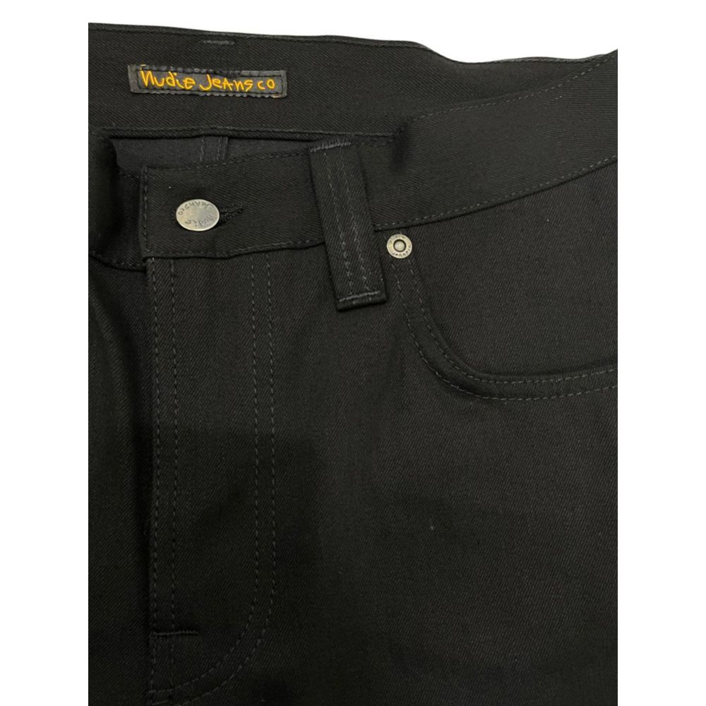 Nudie Jeans Black Cotton Jeans for Elevated Style