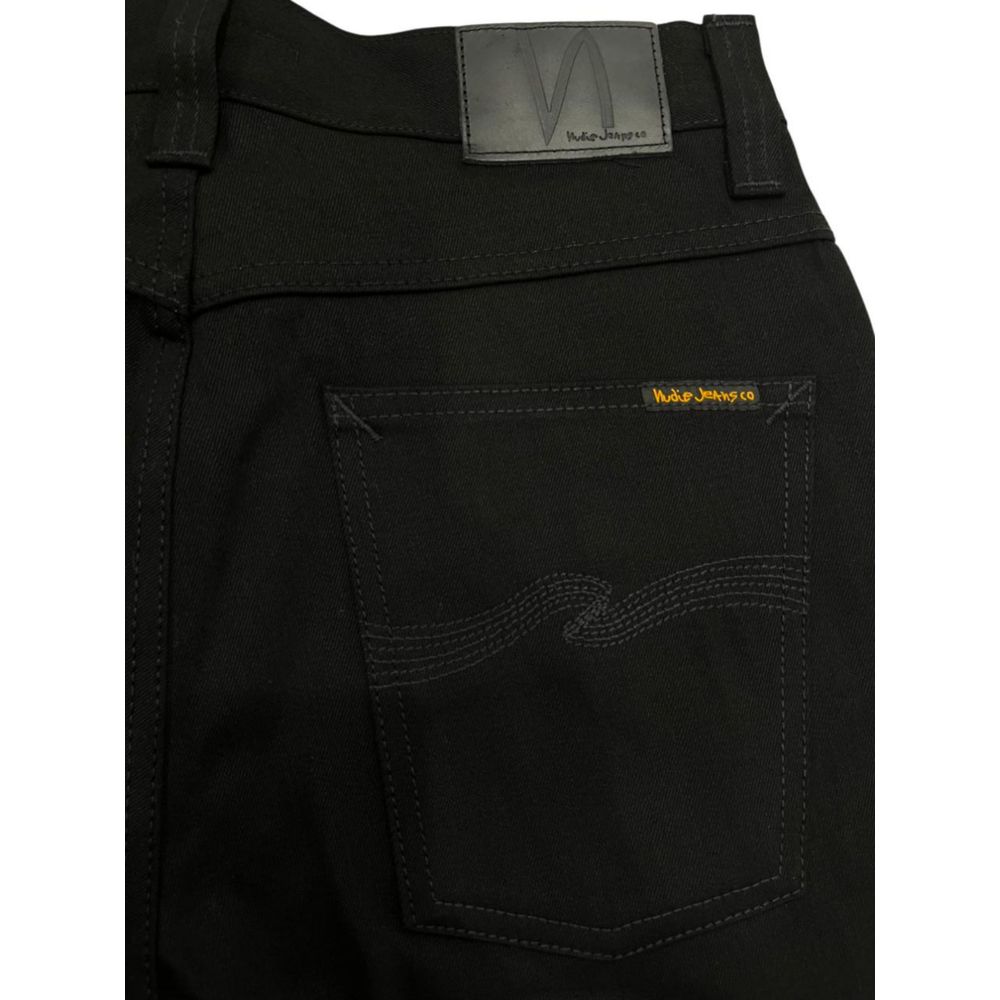 Nudie Jeans Black Cotton Jeans for Elevated Style