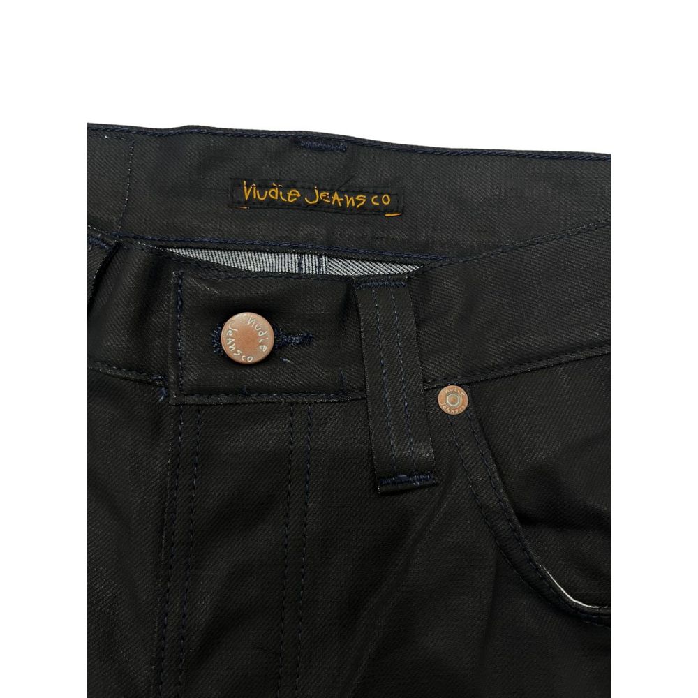 Nudie Jeans Black Cotton Luxury Jeans for Discerning Taste