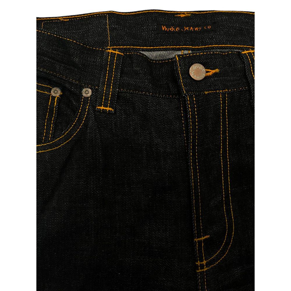 Nudie Jeans Black Cotton Slim Fit Premium Denim Trousers