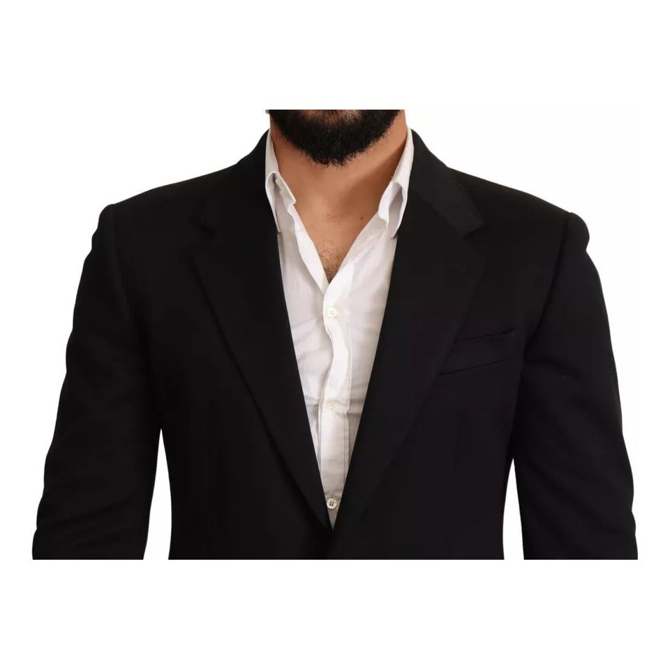 Dolce & Gabbana Black Cotton Slim Fit Coat Jacket Blazer