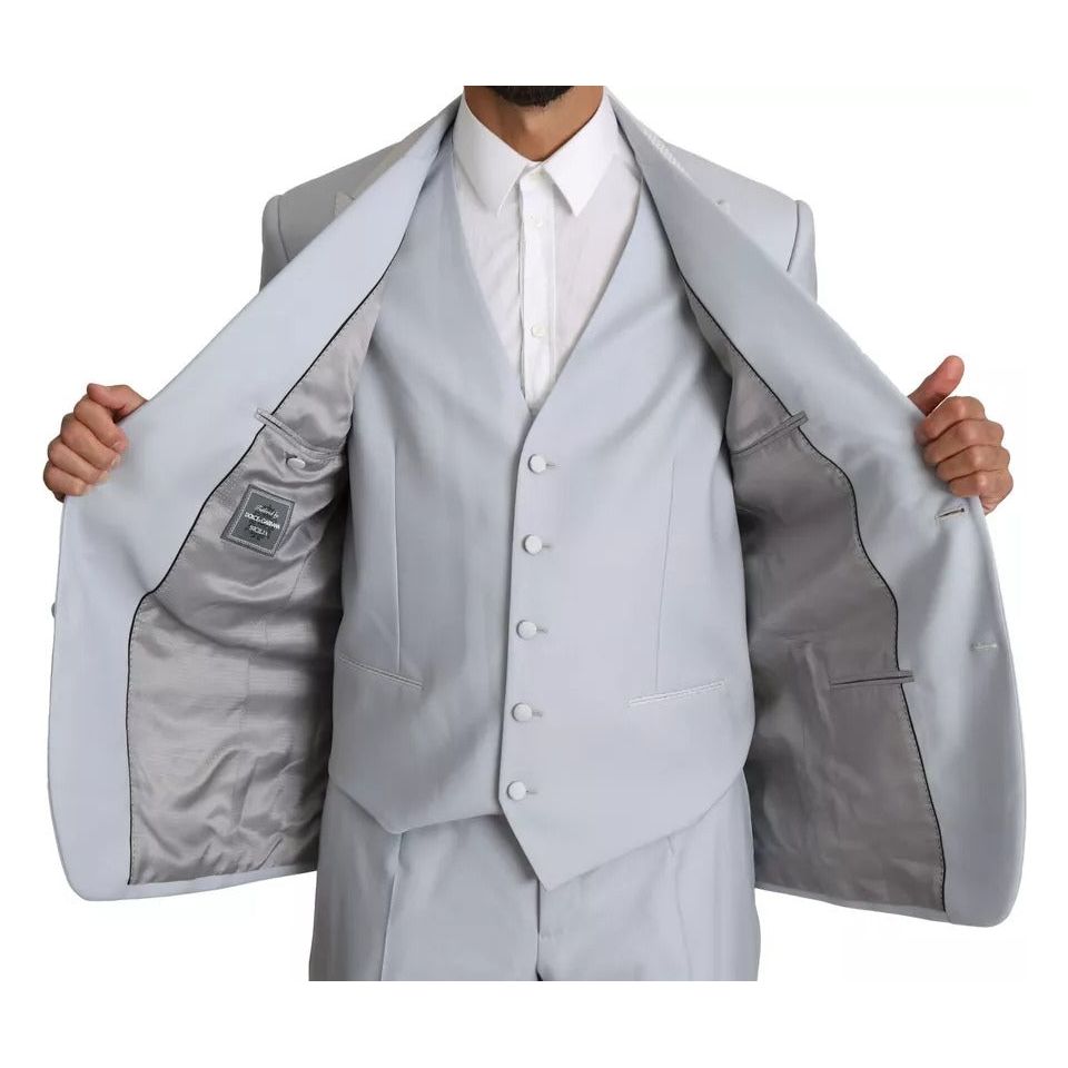 Dolce & Gabbana Light Blue Wool 3 Piece SICILIA Suit