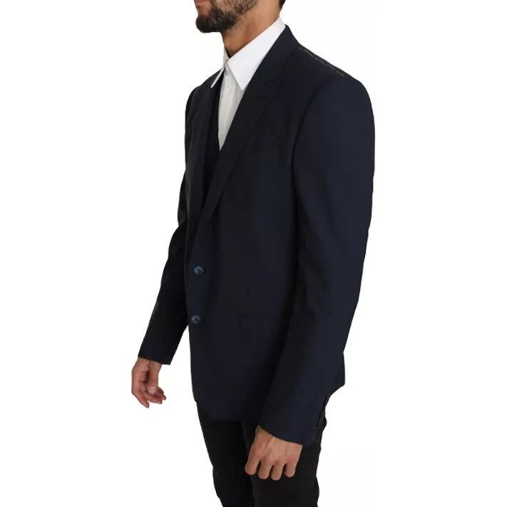 Dolce & Gabbana Blue Wool MARTINI Blazer Vest 2 Piece