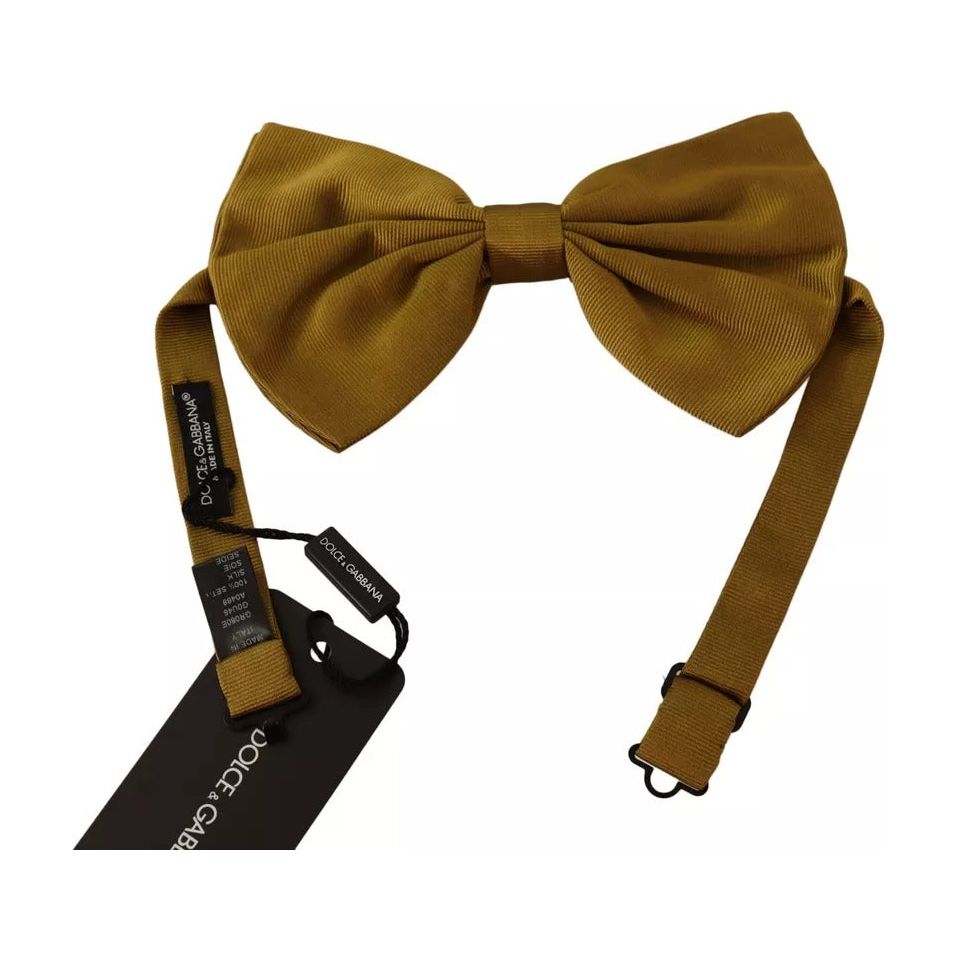Dolce & Gabbana Yellow Mustard 100% Silk Butterfly Bow Tie