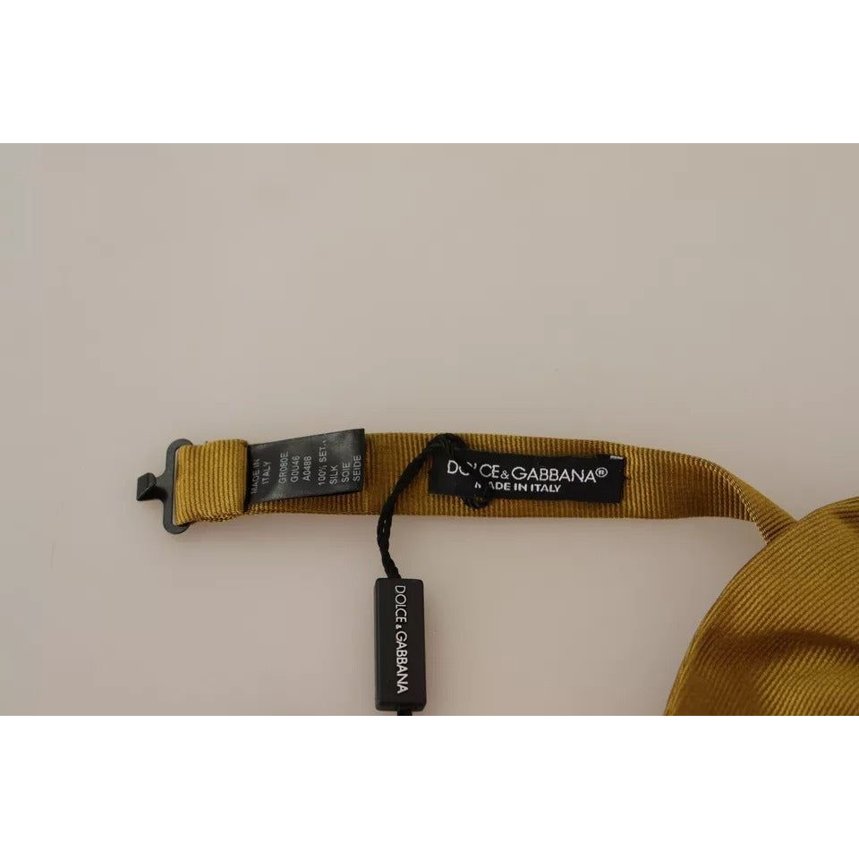 Dolce & Gabbana Yellow Mustard 100% Silk Butterfly Bow Tie